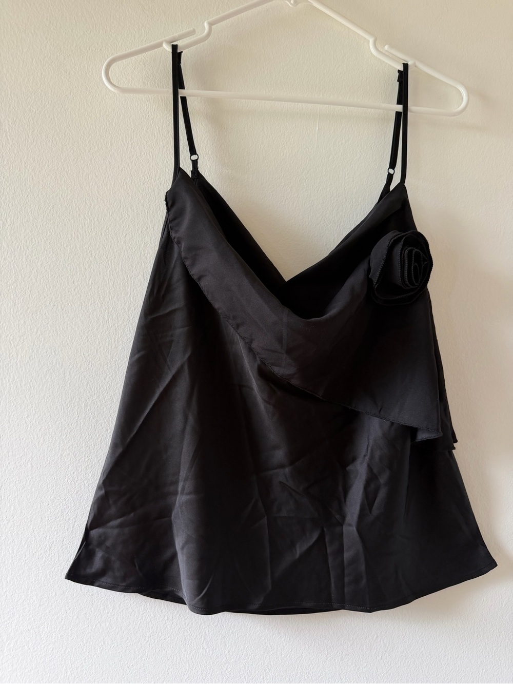 Layered satin camisole with rose detail